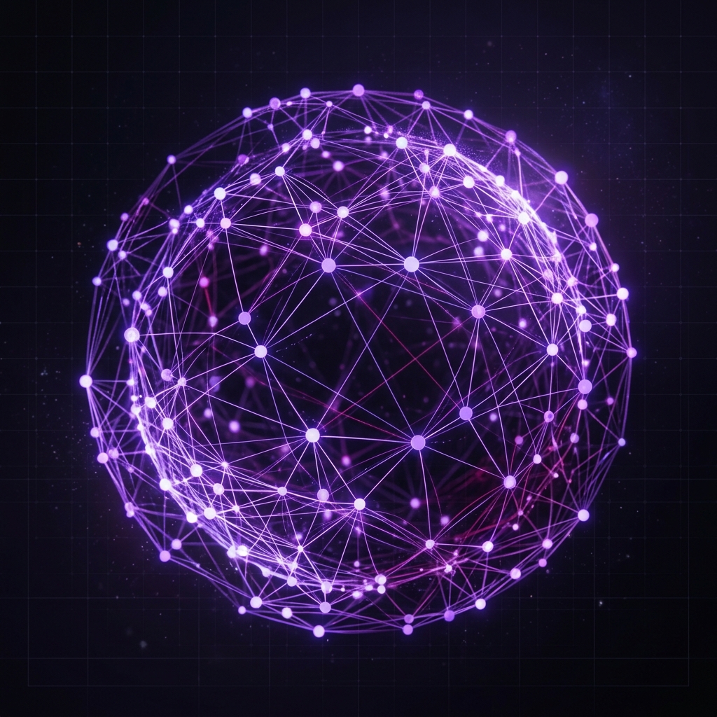 Purple network nodes visualization