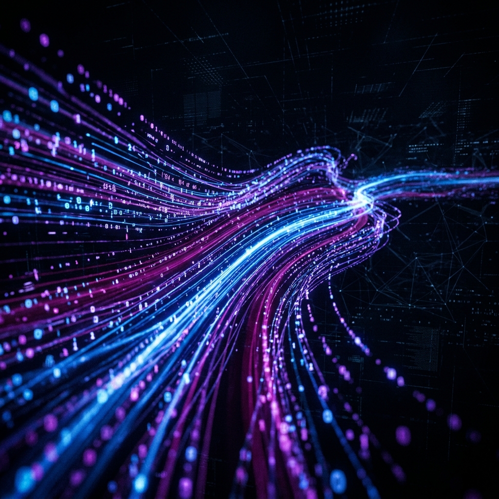 Flowing data particles visualization
